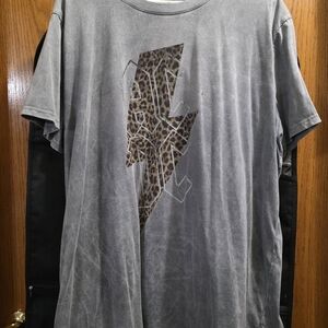 Maurices Gray Short-Sleeve Tee with Leopard Lightning Bolt